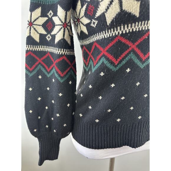 Ralph Lauren Fair Isle Puff Sleeve Sweater Wintry Snowflake Wool Mix Size Small - Picture 12 of 16